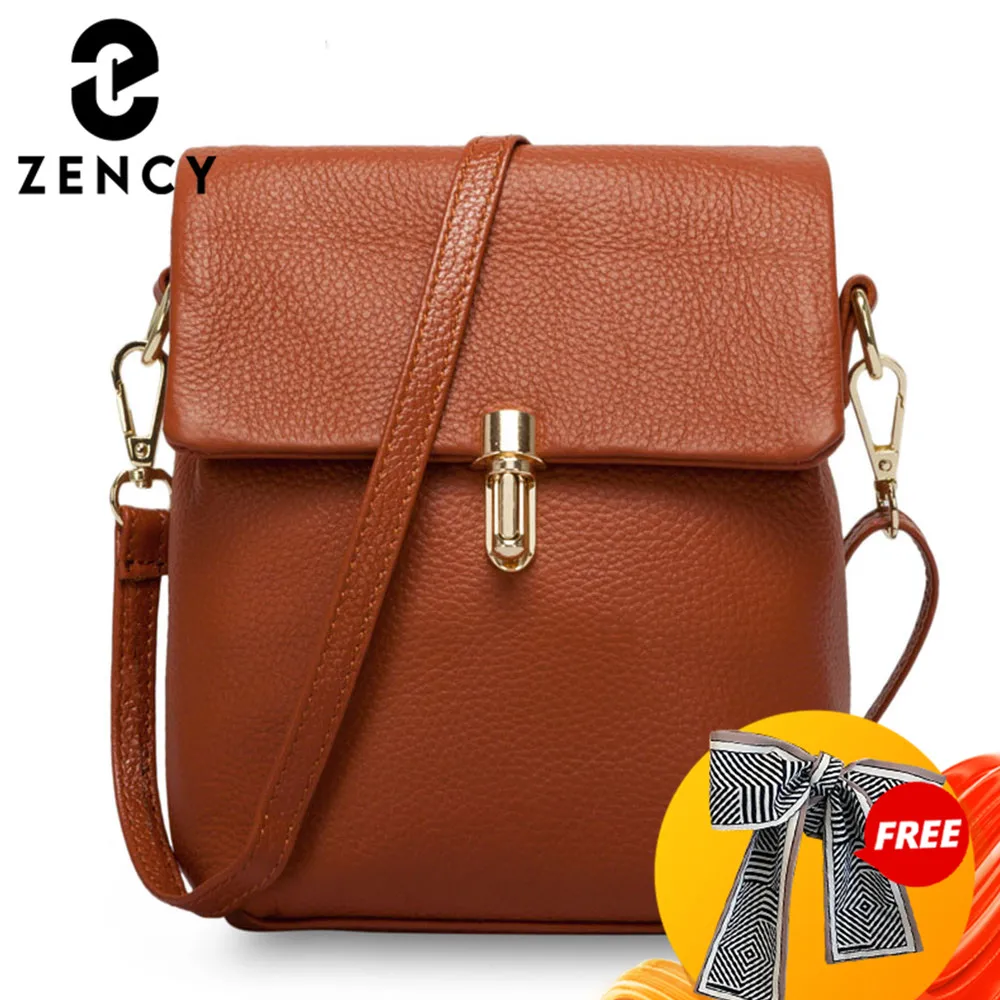 

Zency 100% Genuine Leather Fashion Women Messenger Bag Practical Phone Purse Girl's Small Flap Bags Lady Shoulder Handbag