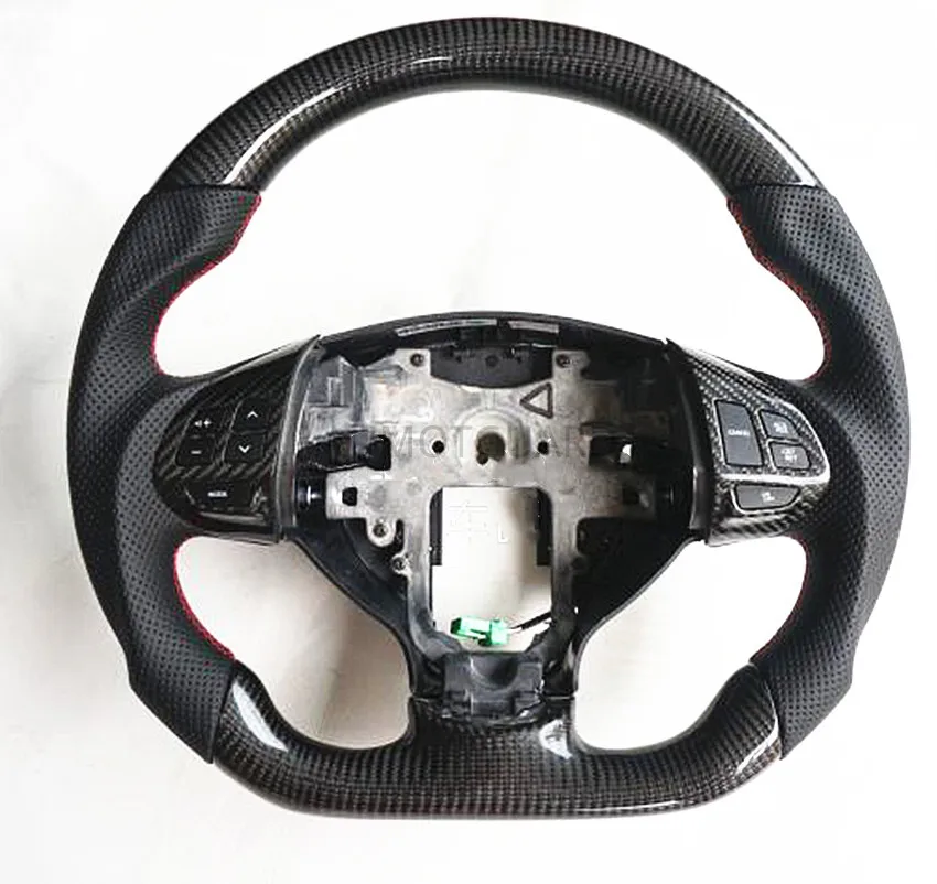 Punched Genuine Leater Real Carbon Fiber & Leather Steering Wheel for Mitsubishi Lancer