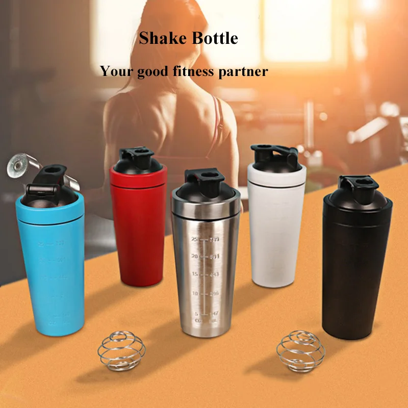 

Leak Proof Sport Fitness Gym Protein Shaker Bottle 304 Stainless Steel Shaking Cup Vacuum Mixer Outdoor Drink Kettle 500ml 750ml