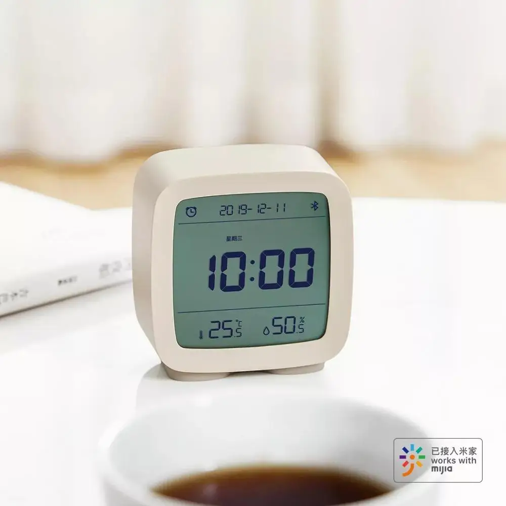 Cleargrass Bluetooth Alarm Clock Temperature Humidity Display LCD Screen Adjustable Nightlight Use With Mijia APP Smart Home