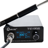 QUECOO T12-956 Soldering Digital Station Electronic Soldering iron OLED 1.3inch with Black M8 handle and T12 soldering iron tips