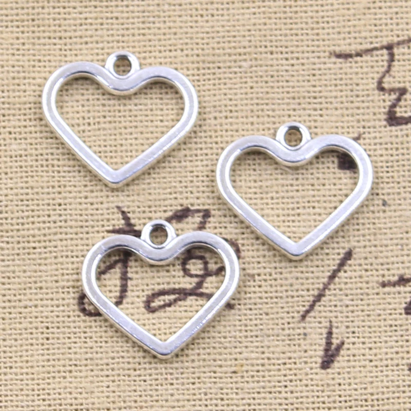 20pcs Charms Hollow Lovely Heart 17x19mm Antique Silver Color Pendants Making DIY Handmade Tibetan Finding Jewelry