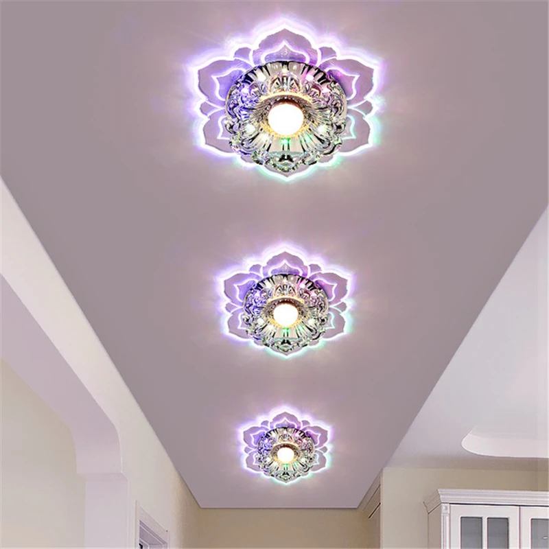 

3 Color Dimming 9W LED Crystal Corridor Light Ceiling Light Entrance Light Concealed Mounted For Hallway Living Room Bedroom