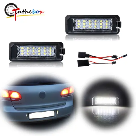 캔버스 LED 번호판 조명, VW GTi 골프 4 5 6 7 MK4 MK5 MK6 MK7 파사트 B7 CC EOS Scirocco 딱정벌레, 2PCs