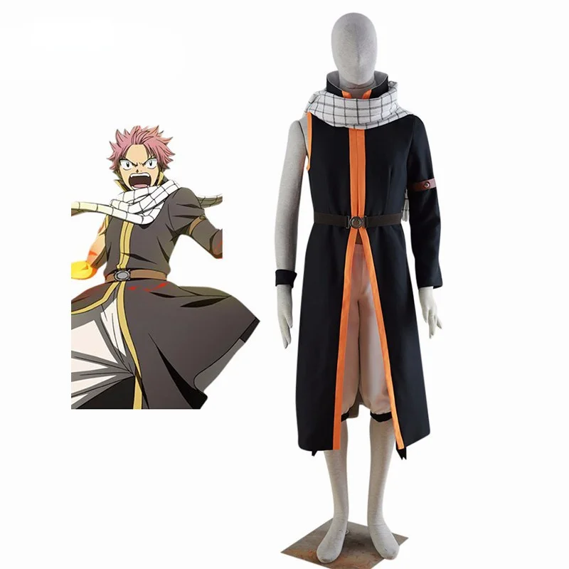 

New Version Fairy Tail Natsu Dragneel Halloween Cosplay Costumes Include the Scarf Customize for adults