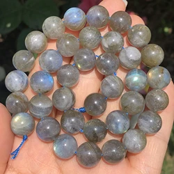 AAA Natural Gray Labradorite Stone Beads Round Loose Spacer Beads for Jewelry Making Moonstone Diy Bracelet Necklace