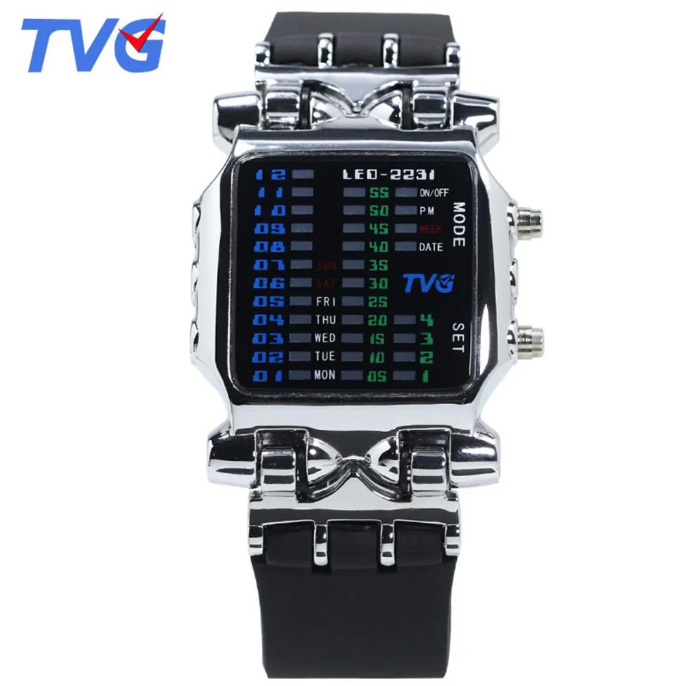 TVG Men Sports Watches Men Led Digital Watches Silicone Strap Electronic Watches Men Clock Relogio Masculino horloge mannen