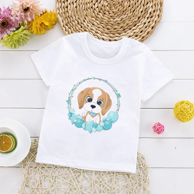 Baby Boy Animal With Wreath Print Kids T-Shirt Kawaii T Shirt Top Tee Summer Children Birthday Gift 2025