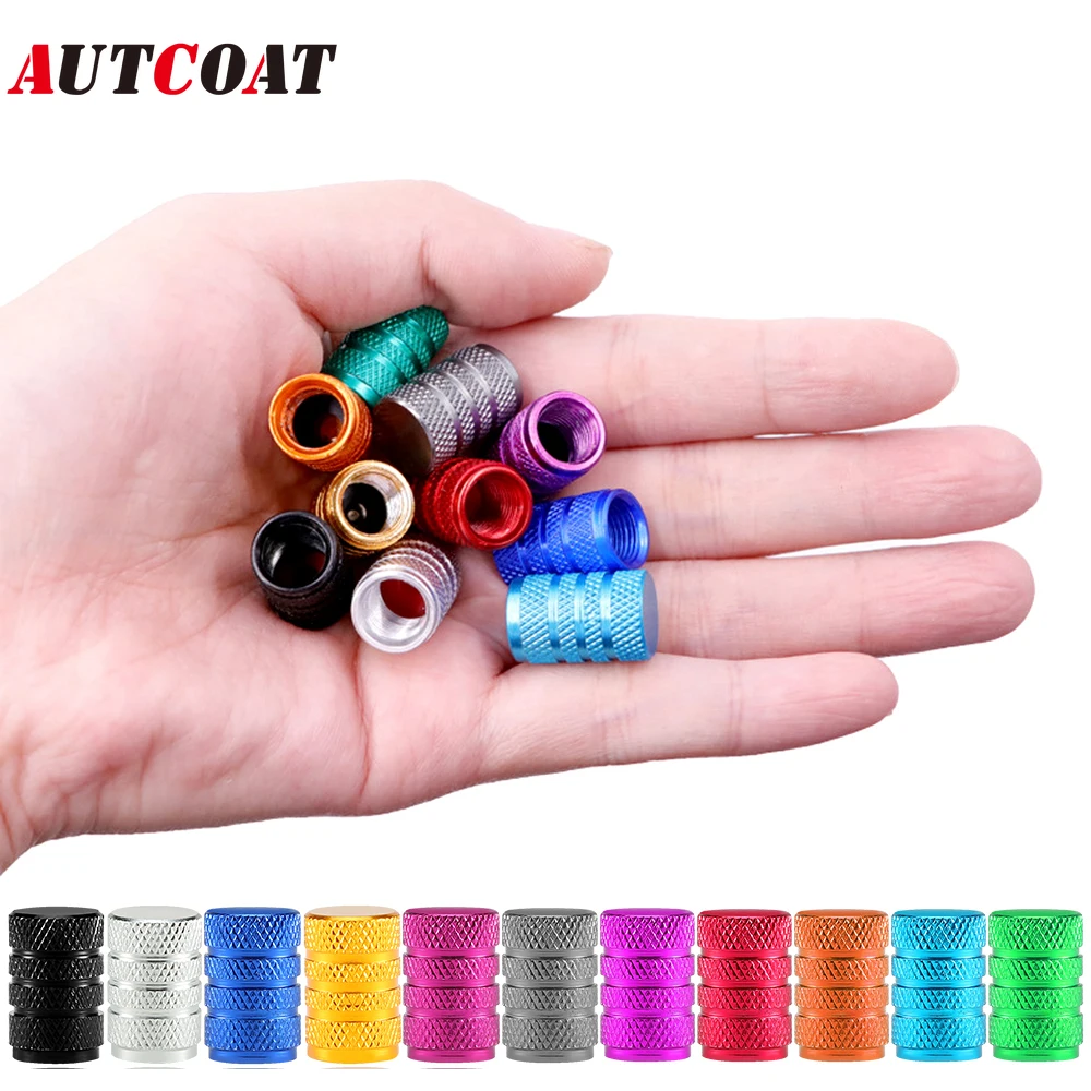 AUTCOAT 8Pcs Car Tire Valve Stems Caps Knurling Style Tire Valve Cap Aluminum Tire Wheel Stem Air Valve Cap Dustproof Cover