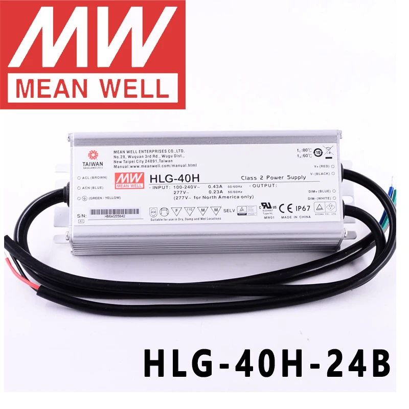 

Mean Well HLG-40H-24B for Street/high-bay/greenhouse/parking meanwell 40W Constant Voltage Constant Current LED Driver