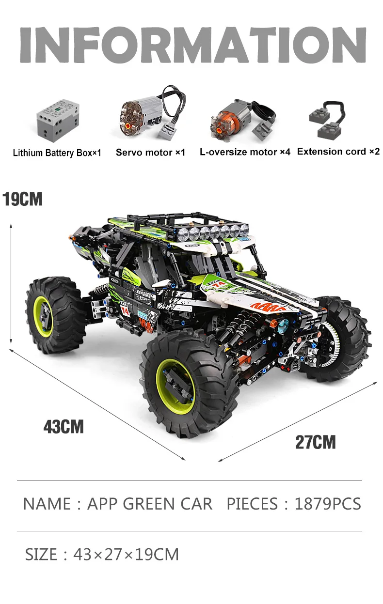 MOULD KING 18002 Technical RC Car Toys For Boys Building Blocks Remote Control Off-Road Car Terrain Climbing Buggy Truck Gifts