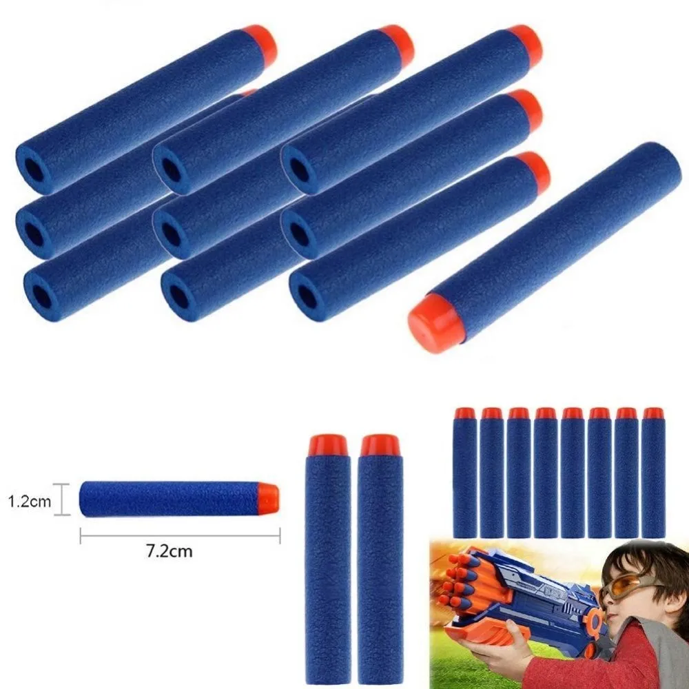 Balas blandas de goma EVA para niños, balas de repuesto de cabeza de agujero hueco, dardos de juguete al aire libre, balas de pistola para la serie Blasters, regalos para niños, 50/100 piezas, 7,2 cm