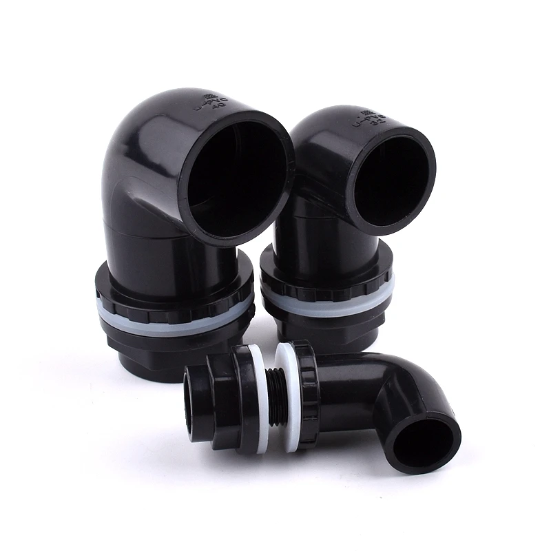 2~10 PCS 20~50mm Black PVC 90° Equal Elbow Connectors Aquarium Fish Tank Drain Inlet Outlet Joints Garden Irrigation Accessories