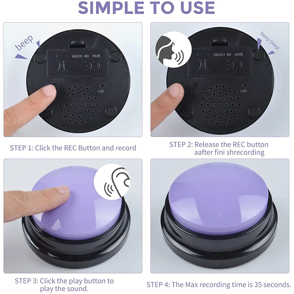 Recordable Buttons for Dog, Dog Buttons Recordable Button, Custom Easy Button Record & Playback Any 30s Message Answer Buzzer