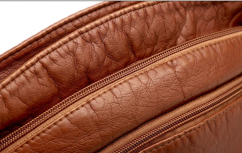 Yogodlns Weiche PU Leder Schulter Tasche Frauen Retro Umhängetasche Doppel-reißverschluss Weiblichen Umhängetasche Große Kapazität Täglichen Handtasche – Detail 19