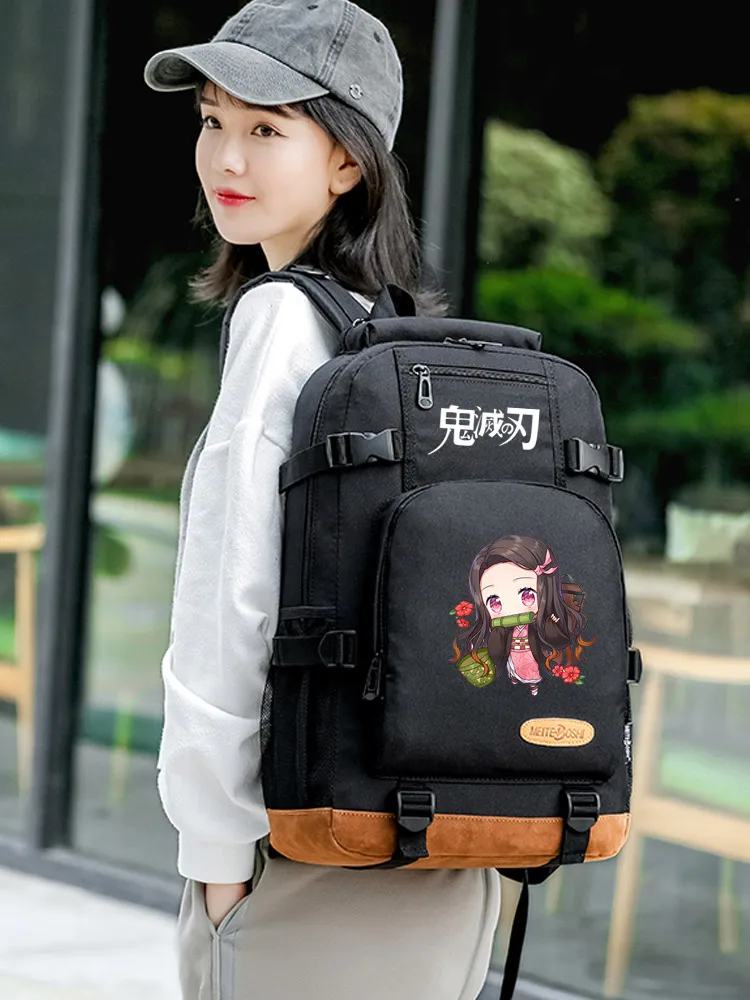 Anime kimetsu no yaiba Backpack Men Women Laptop Shoulder Bags Teens SchoolBag Black Bagpack Leisure Travel Bag Gift