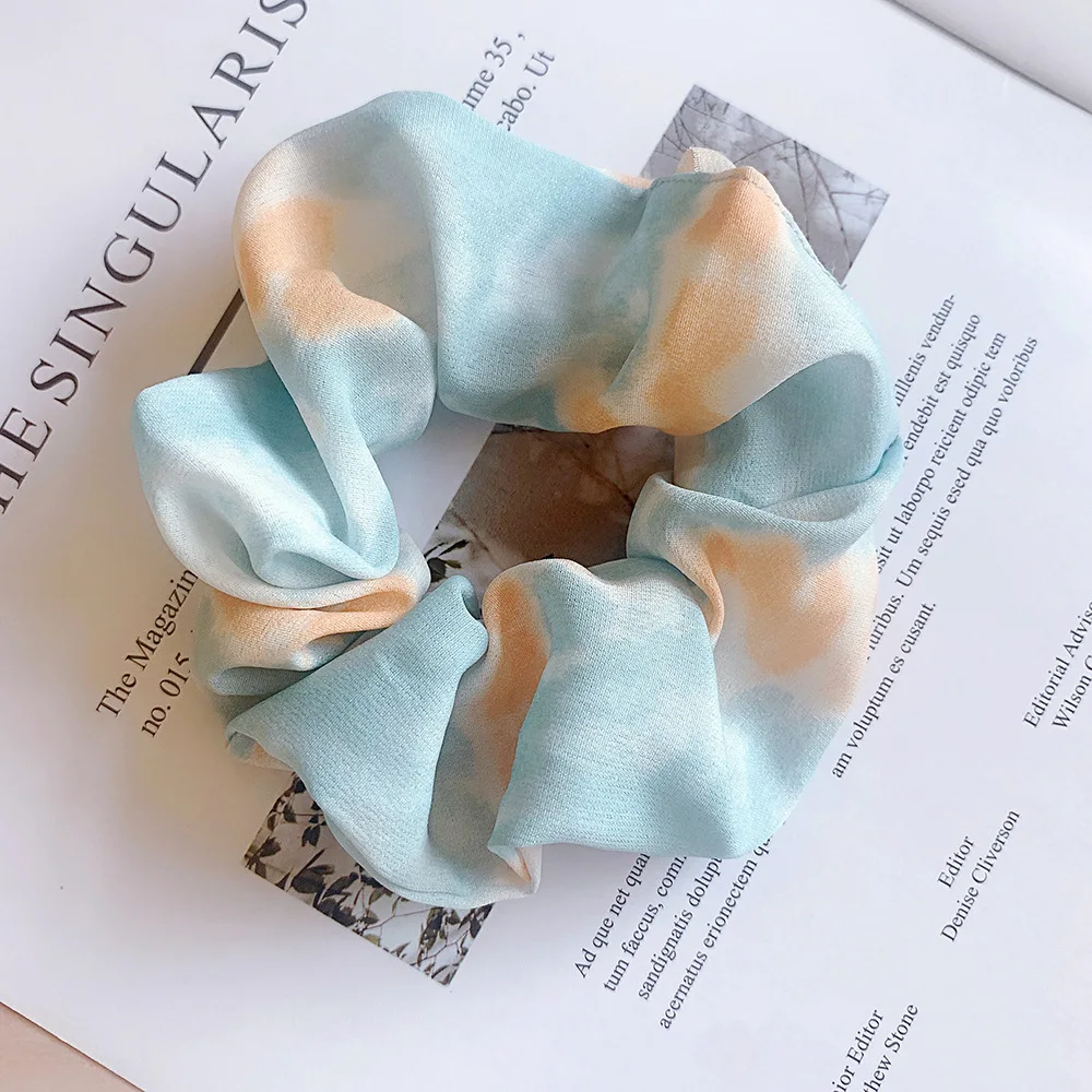 Bright Color Silk Scrunchie Set Women Elastic Hair Bands Tie dye Scrunchy Hair Ties Rope 4pcs Lot Chouchou Vintage Accessory