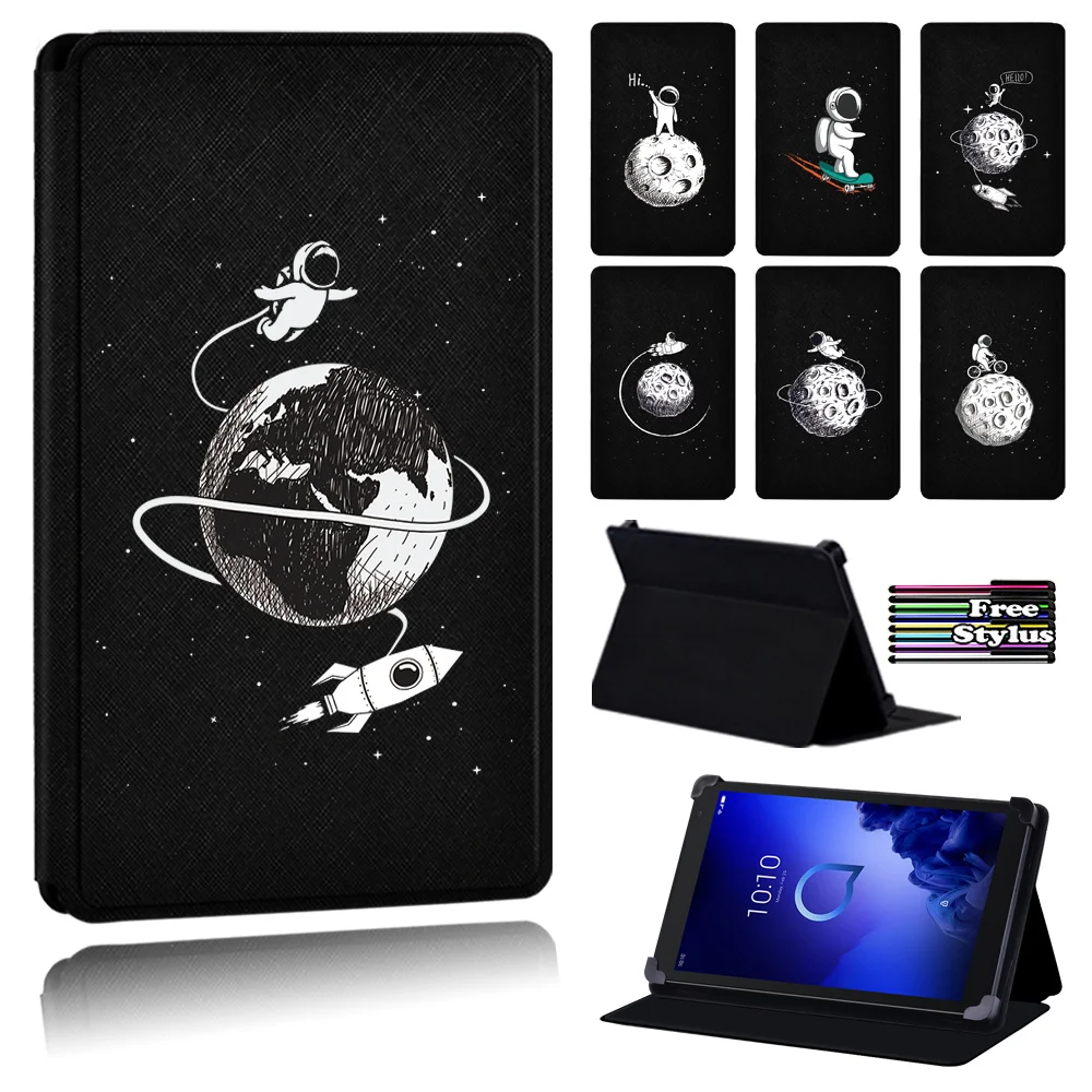 Astronaut Printing PU Leather Flip Tablet Case for Alcatel 1T 7