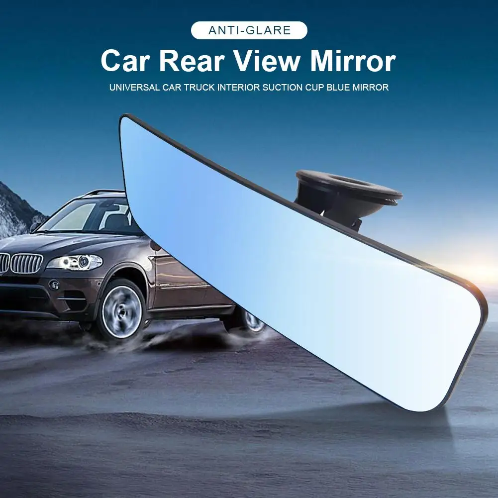 360 Degree Rotate Rear View Mirror Universal Car Truck Interior Anti-glare Rear View Mirror With Suction Cup Blue Reverse Mirror