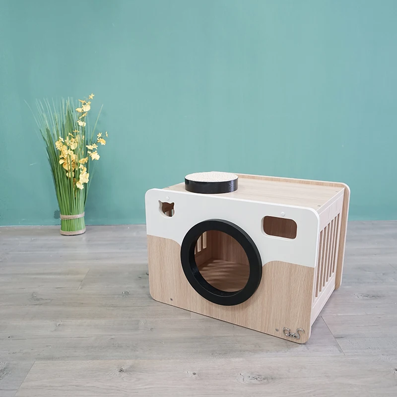 Solid wood cat litter, breathable toy, small furniture, color matching