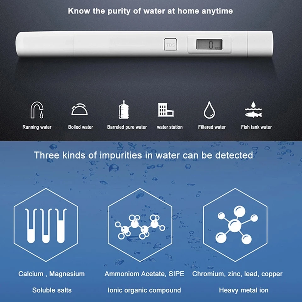 Xiaomi-Mijia Water Quality Tester Professional Portable Test, TDS Pen Smart Meter, TDS-3 Tester, Digital Tool, Original