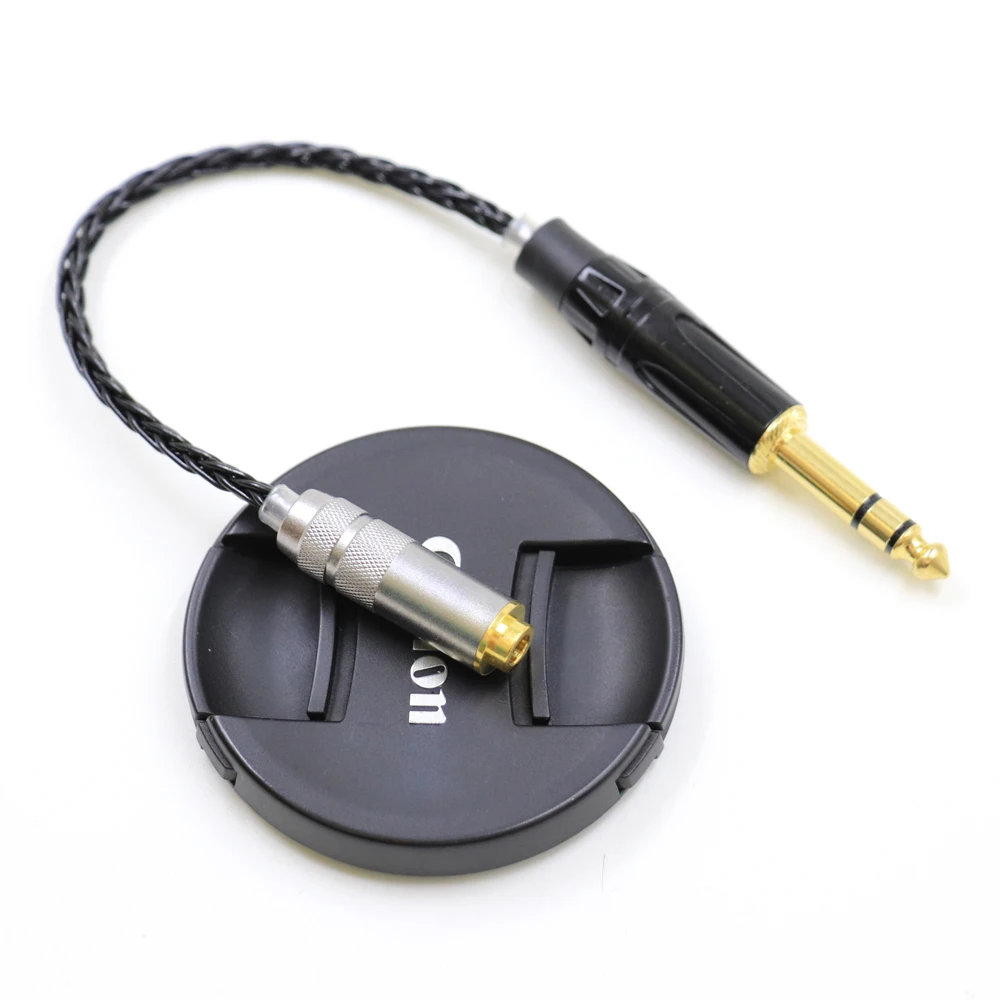 HIFI 7N Silver Plated 1/4 6.35mm TRS Male to 4.4mm Balanced Female Audio Adapter Cable 6.5 to 4.4 Connector DIY（Black ）