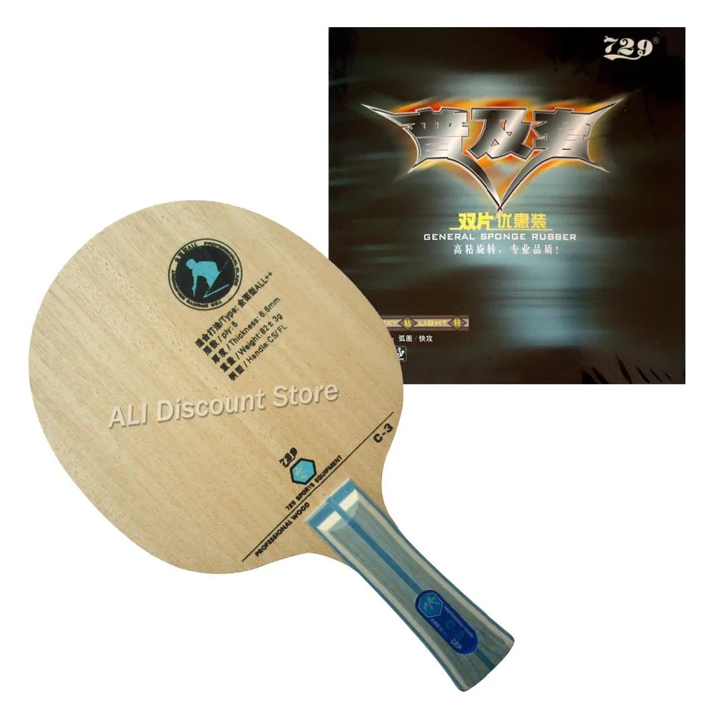 

Pro Combo Racket 729 C-3 Blade with 2x General Rubbers for Table Tennis paddle bat