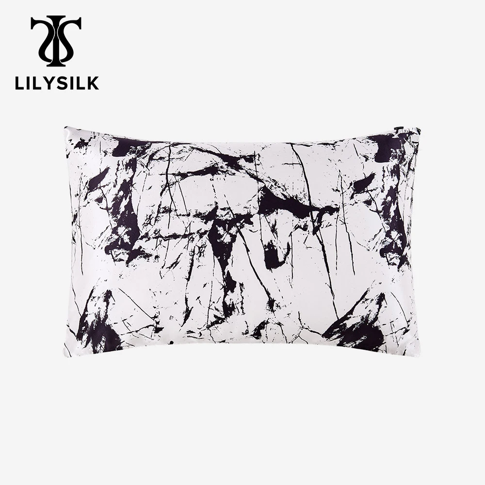 

LILYSILK 100 Silk Pillowcase Natural for Hair Luxury 19 momme Marbling Print 40x40 50x90cm Home Textile Free Shipping