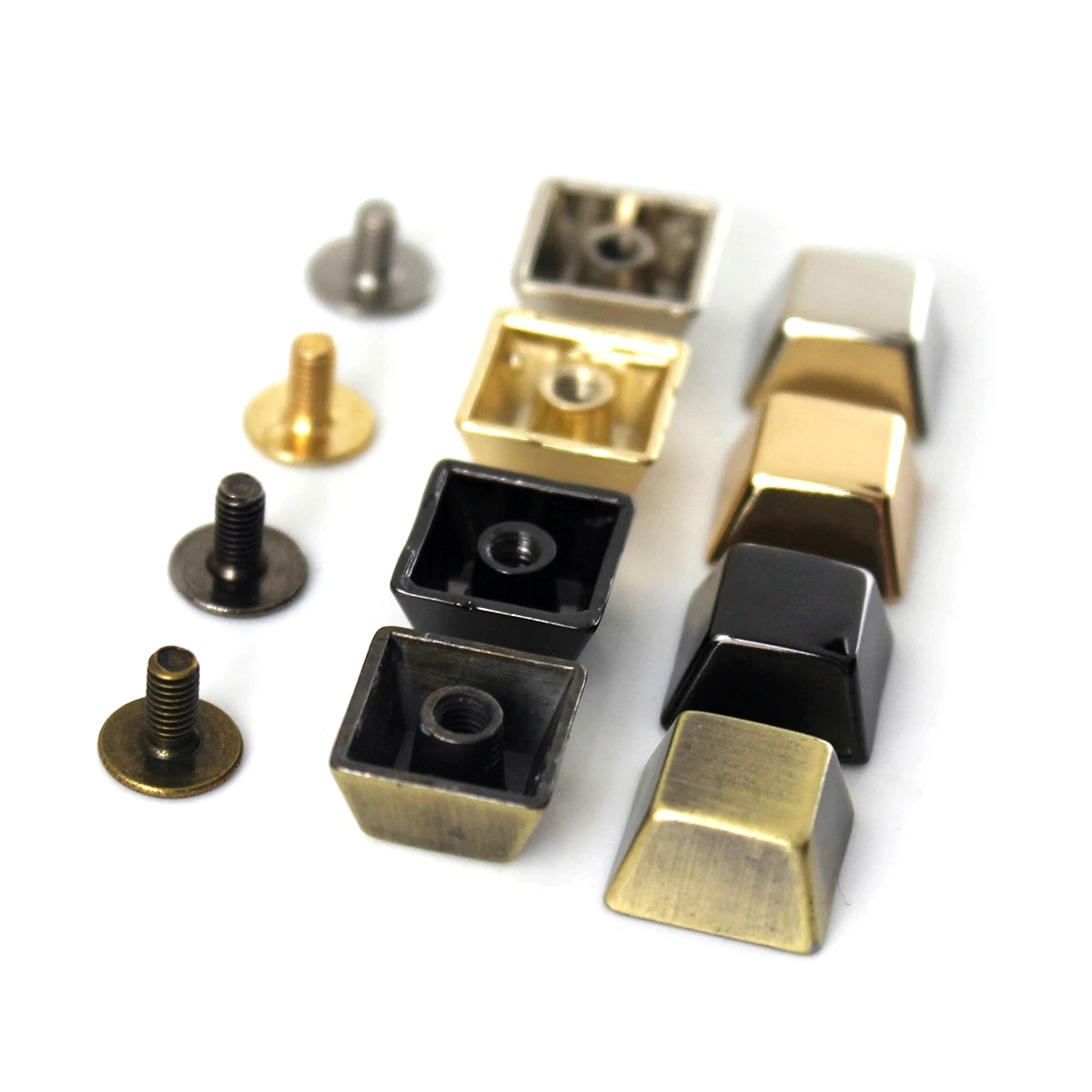 4pcs Metal Square Shape Screw Back Rivets Studs Nail Stud for Garment Leather Craft Belt Wallet Decoration Parts 12mm