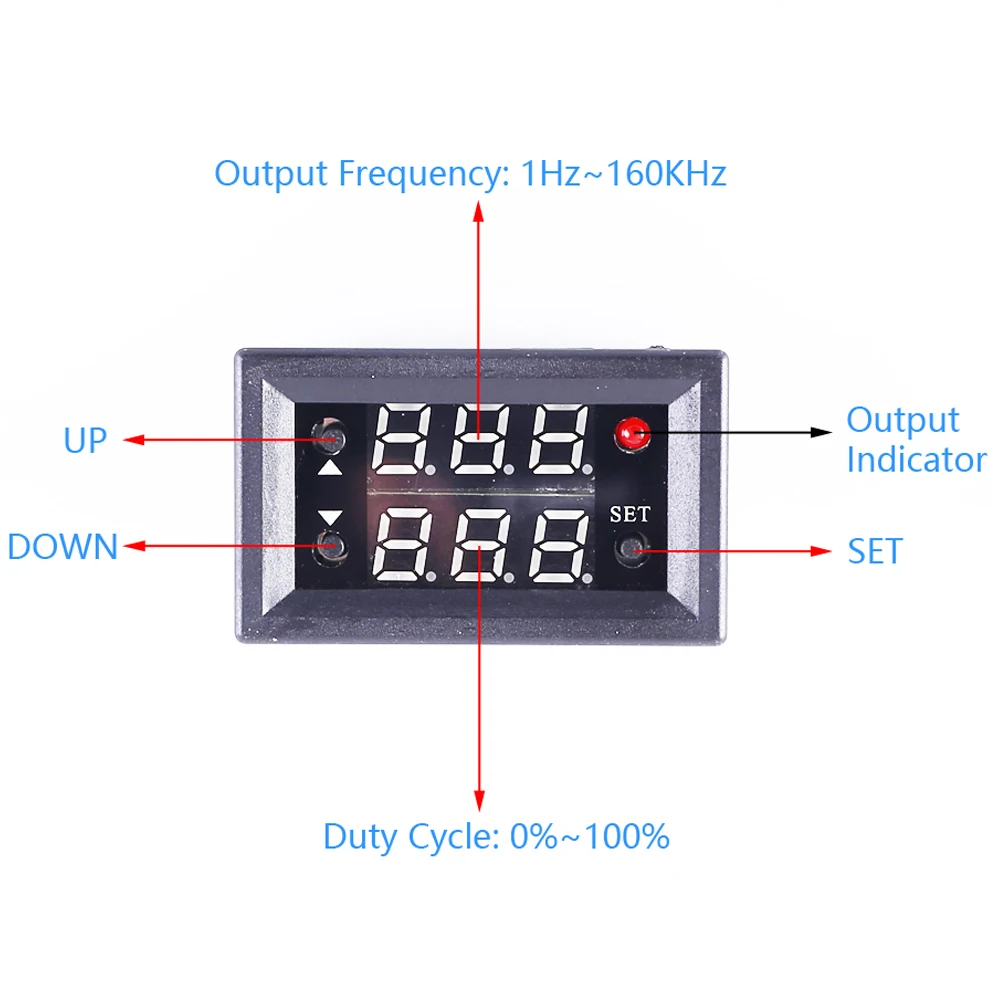 Signal Generator 15A Driver Module 1Hz-160KHz PWM Pulse Frequency Duty Cycle Adjustable Module LED Display