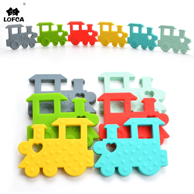 

LOFCA 1pc Silicone Train Teeher Baby Cartoon Car Teething Pendant Chew Toys BPA Free Food Grade Silicone Beads Nursing Gift