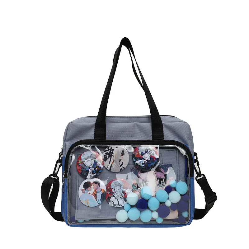 Bolso de mano japonés para niñas, bolsa de nailon transparente, cruzado, uniforme Itabag, JK