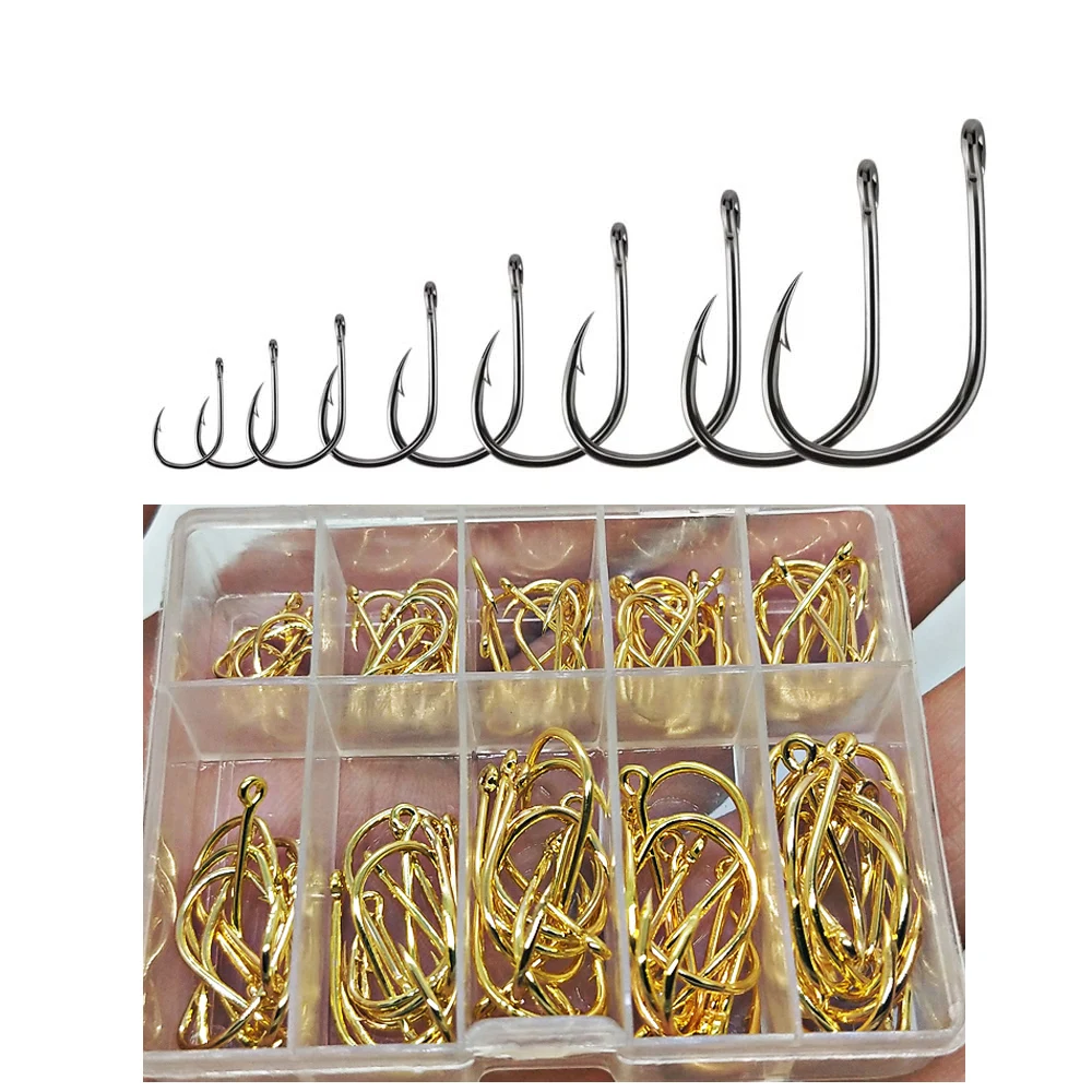 POETRYYI high carbon steel Fishing Hook 100pcs/lot #3/#4/#5/#6/#7/#8/#9/#10/#11/#12 Barbed hooks For carp Fishing Accessories