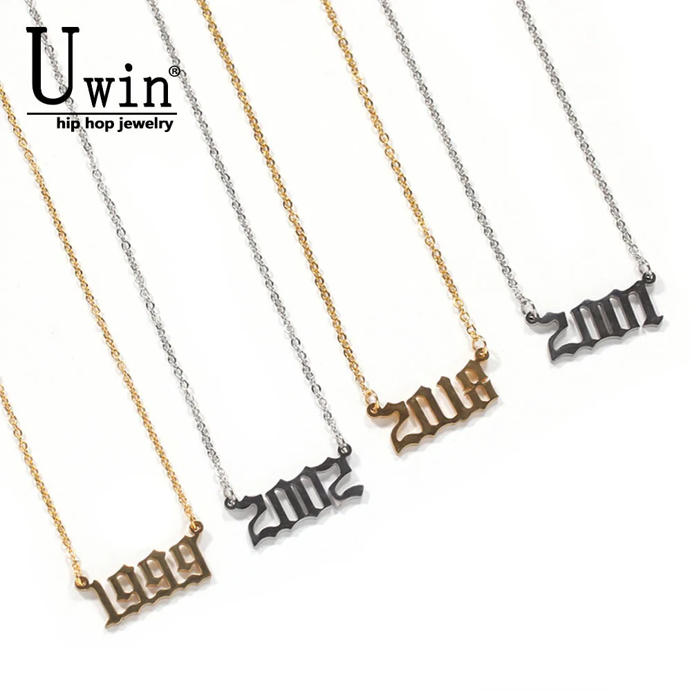 

Uwin Constellation And Years 1990-2000 Stainless Steel Necklace Never Fade Personalised Plates Chains Rapper Gift