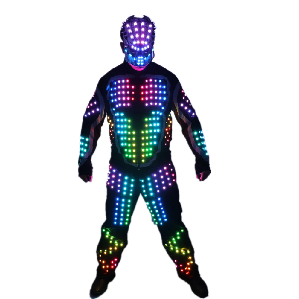 Digital LED Luminous Armor Jacket, Trajes brilhantes, terno para bar, boate festa, Traje de desempenho, Parade Float Decoração