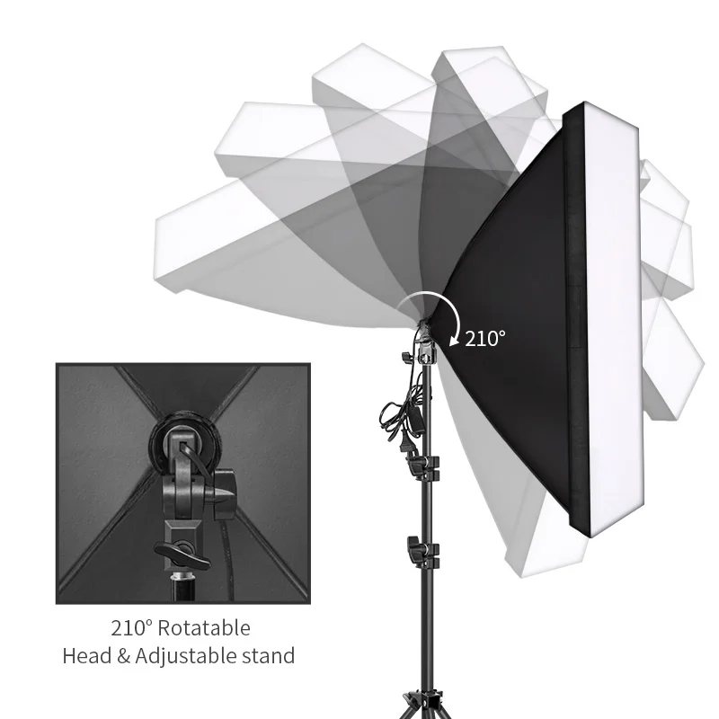 Photography 50x70CM Softbox Lighting Kits System Soft box Professional Continuous Light Use For Photo Studio Portrait Shooting