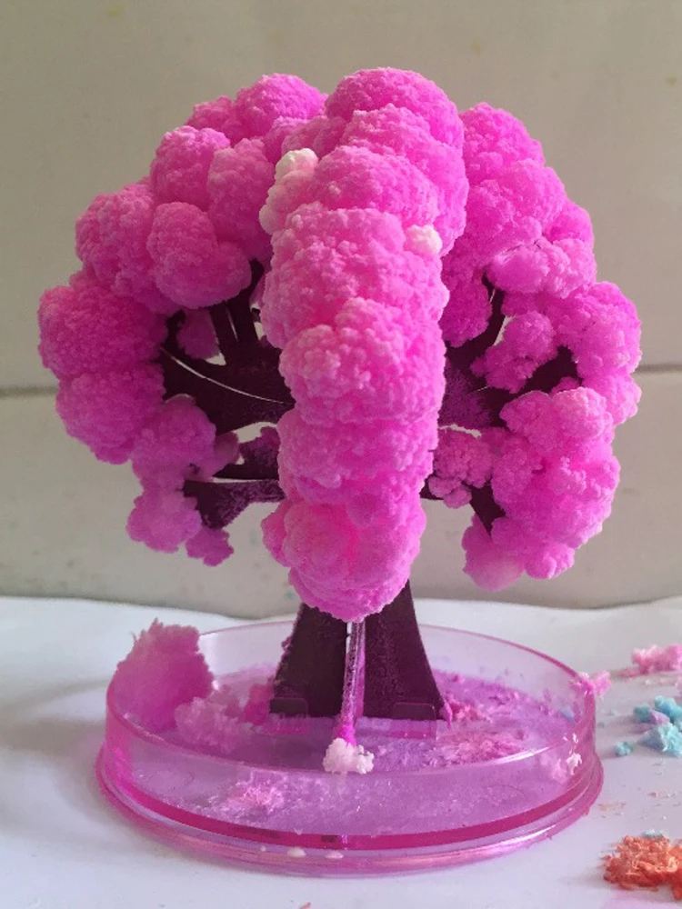 2PCS/LOT iWish 10x8cm Magic Growing Tree Amazing Grow Paper Sakura Crystal Trees Japan Desktop Cherry Blossom Toys For Children