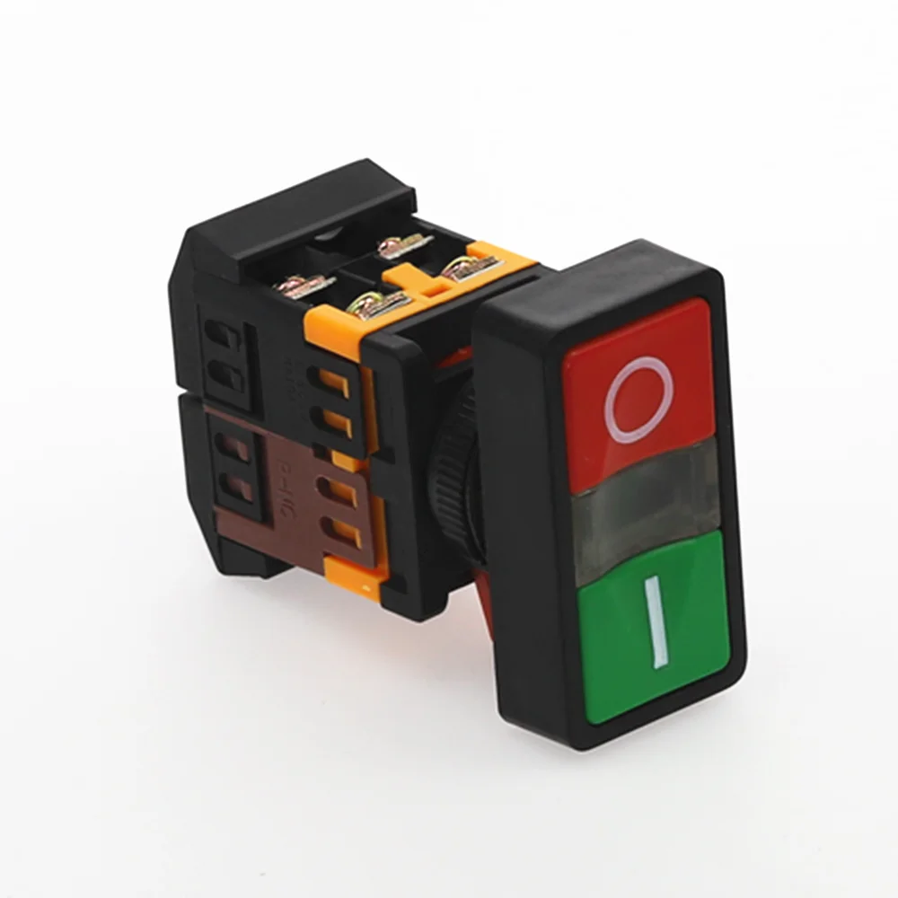 AS-22N 25N Start-stop Double Pushbuttons Switch With LED Lamp(Mounting hole 22mm 25mm)(DC 12/24/36 V AC/220/380V)