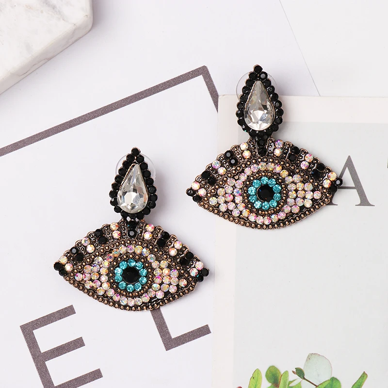 FASHIONSNOOPS Fashion Multicolored Crystal Drop Earrings Women Animal Birds Fruits Maxi Statement Earrings Wedding Party Jewelry