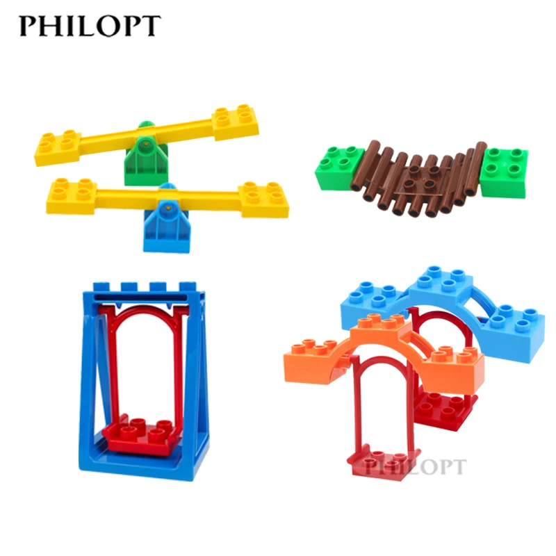 Big Building Blocks Pipeline Playground  Parts Slide Ladder Gear Swing Compatible Bricks Baby Assemble Interactive Toys Gift