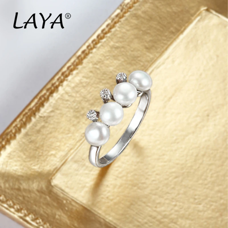 Laya 925 Sterling Silver Fashion Fresh Water Pearl Ring Elegant French Light Luxury Ring For Women Office Jewelry Accessories