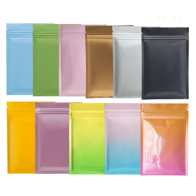 1000Pcs/Lot Retail Colorful Heat Sealable Food Storage Zip Bag Small Aluminum Foil Plastic Zip Lock Packaging Bags Pouches