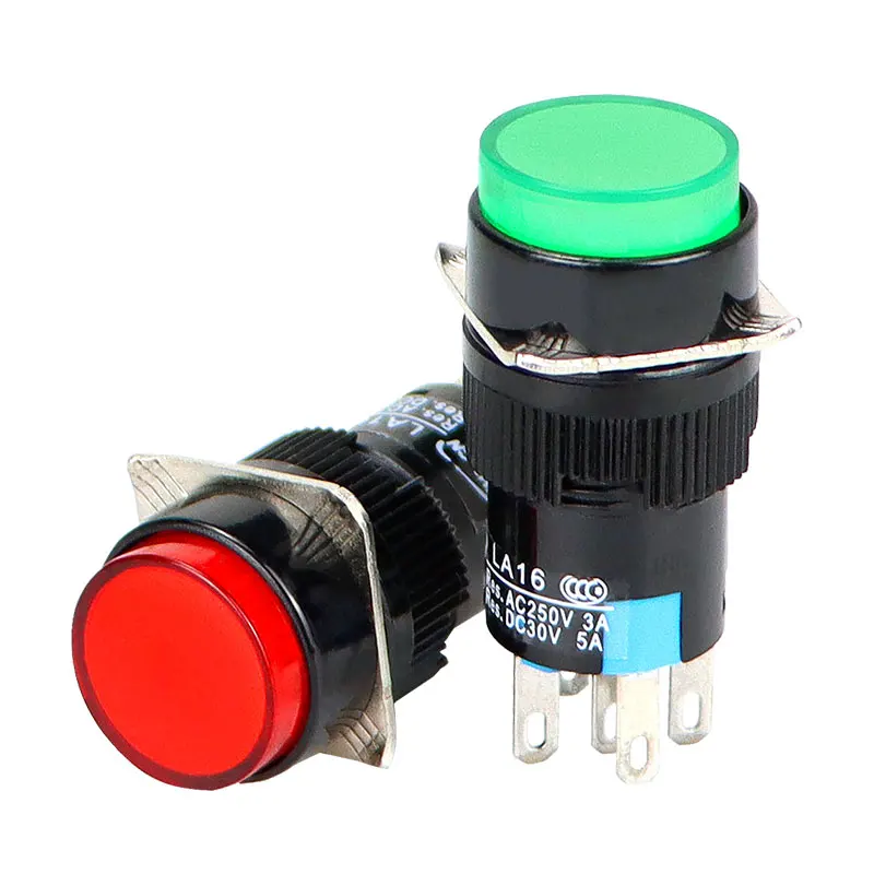 1pcs lay5 button la16 inching flat button switch red green 16mm self locking self reset