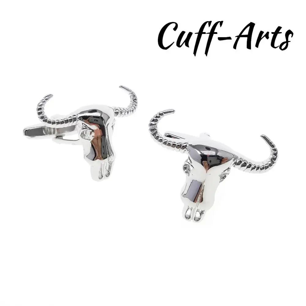 Bulls Head dengan Tanduk Sapi Manset Hadiah untuk Pria Gemelos Les Boutons De Manchette dengan Cuffarts C10604