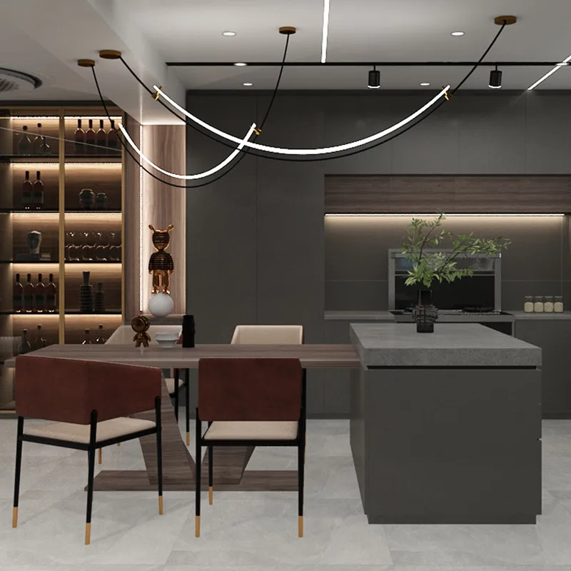 Nordic Minimalist C-Shaped Line Lamp Restaurant Bar Modern Creative Design Lighting Clothing Store Designer Chandelier