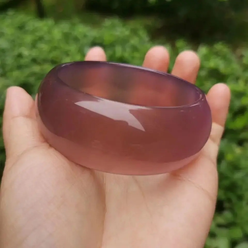 

New Boutique Natural Jade Bangle Ice Seed Agate Chalcedony Bracelet Widen Original Ecological Jewelry Accessories Gift