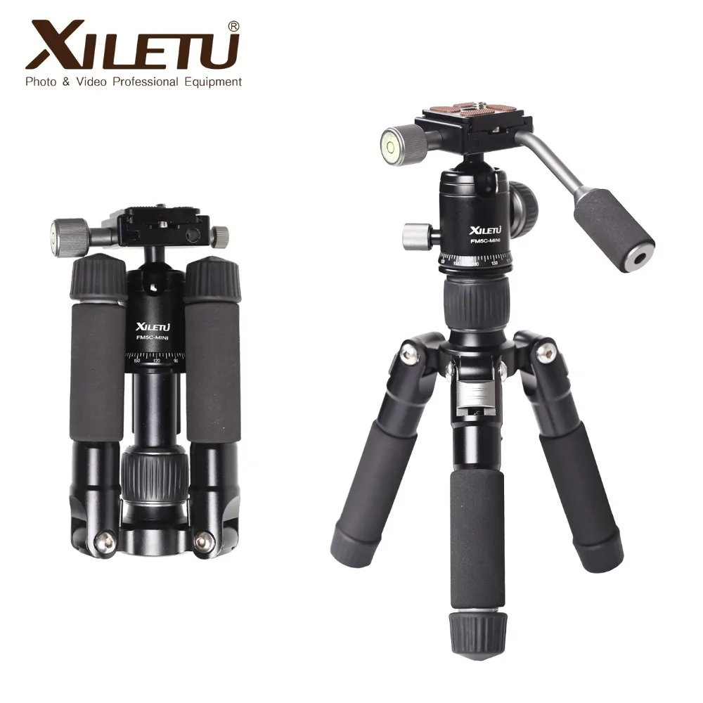 

XILETU FM5C-MINI Aluminum Mini Tripod Ball Head Digital SLR Camera Tabletop Stand Lightweight Desktop Phone Triangle Bracket