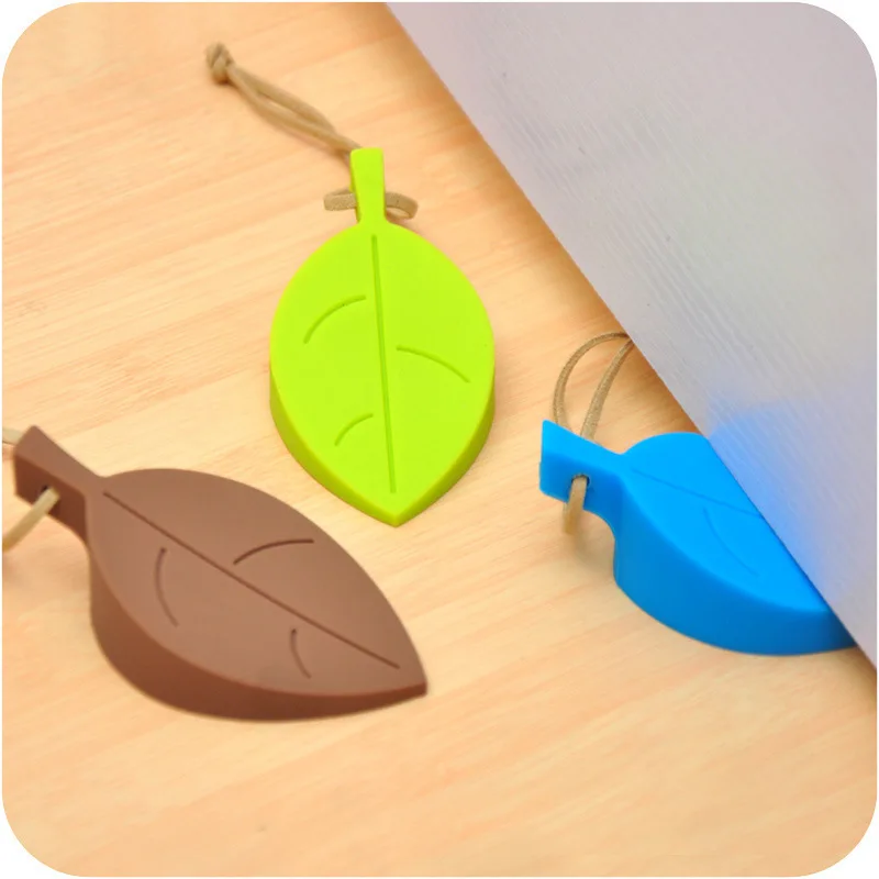 5pcs Child Safety Door Lock, Food-grade Silicone Door Card, Creative leaf-shaped Anti-pinch Hand Safety Door, 3D Hangable