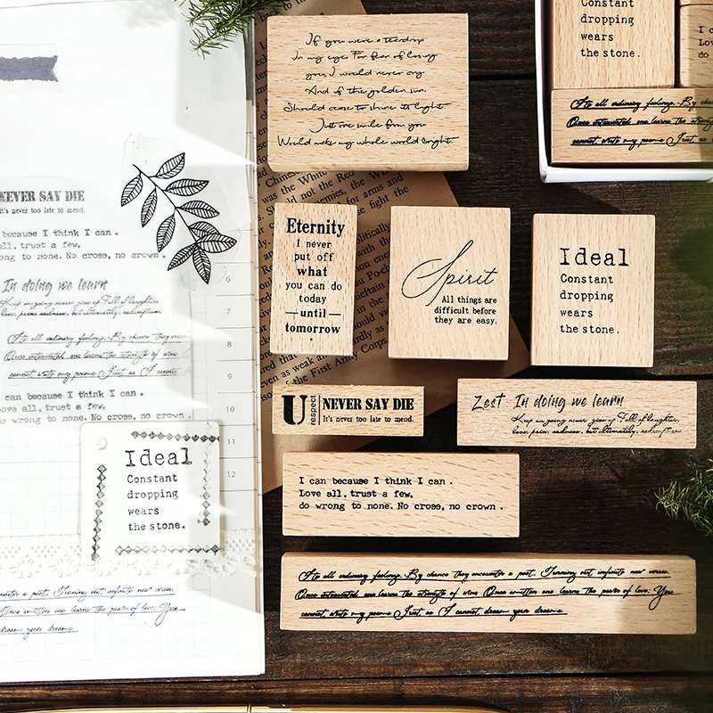 Vintage İngilizce Dilek Kelimeler Cümle Şiir Damgalama DIY Dergisi Planlayıcısı Dekoratif Damga Scrapbooking Hobi El Sanatları Malzemeleri