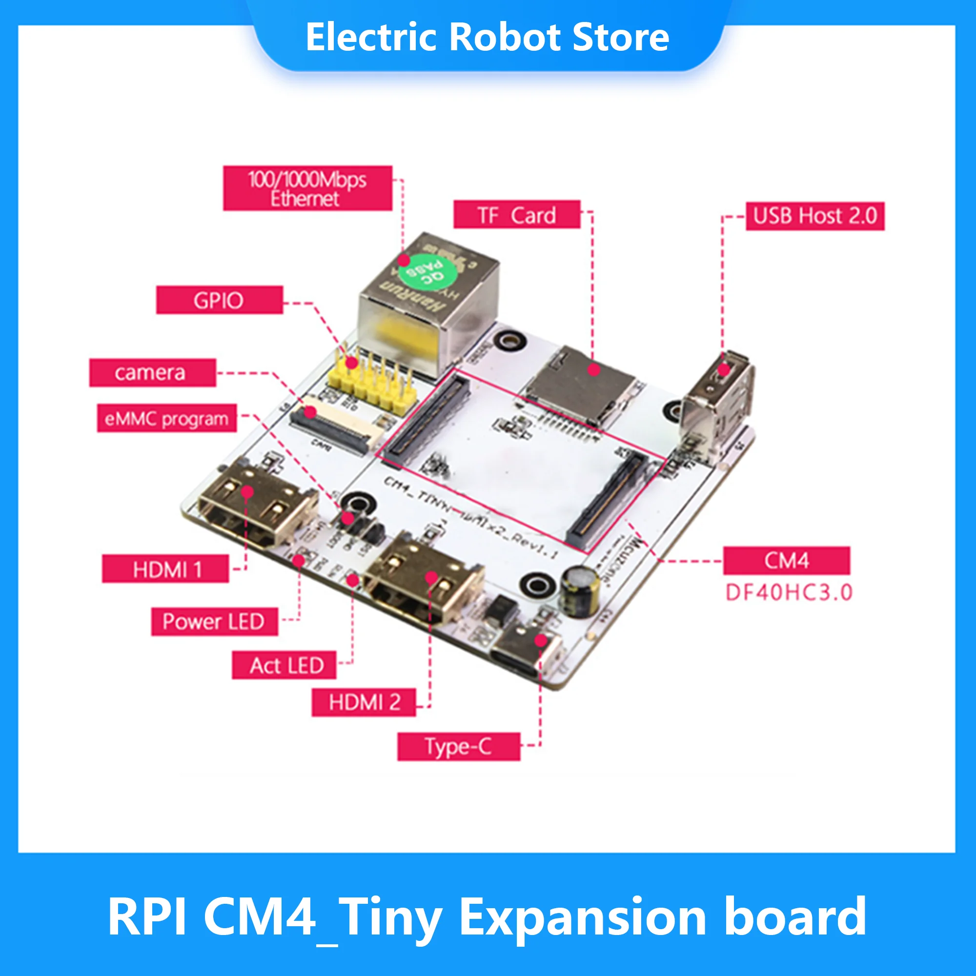 Rpi cm4_tiny uitbreidingskaart, hdmi duplo, giga ethernet, câmera, usb, módulo de cálculo 4 do pi da framboesa, televisor kodi speler kali ubuntu